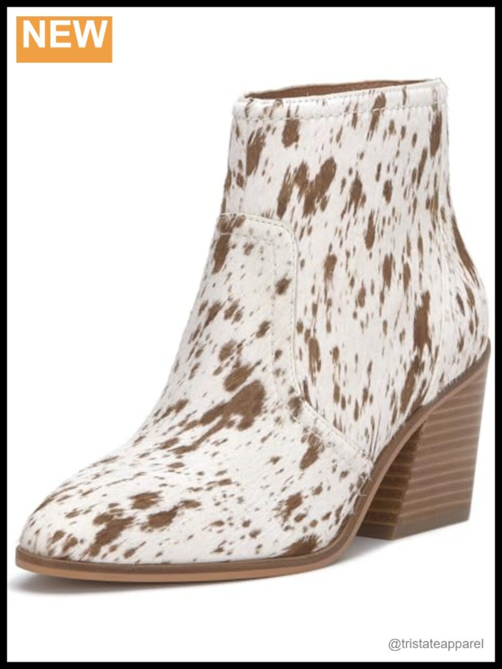 Women's Leather Ankle Booties with Stacked Heel Zip Closure Almond Toe Fall